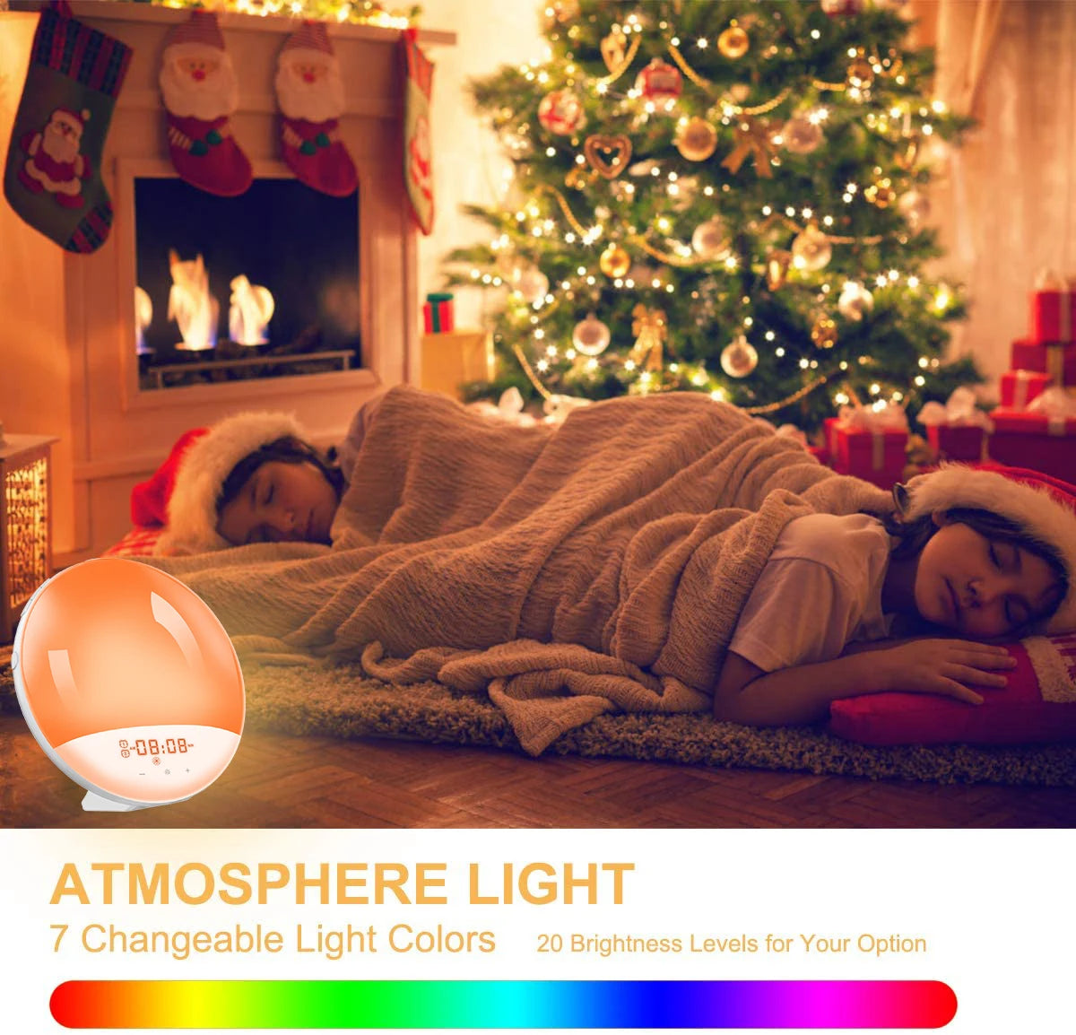 Réveil Lumineux Simulateur Aube, Aide Sommeil, Radio FM.