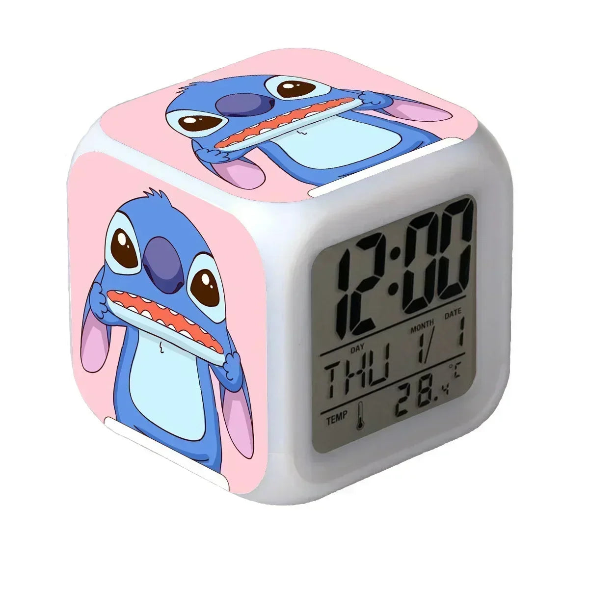 Réveil Stitch Disney 7 Couleurs LED Cadeau Enfant.