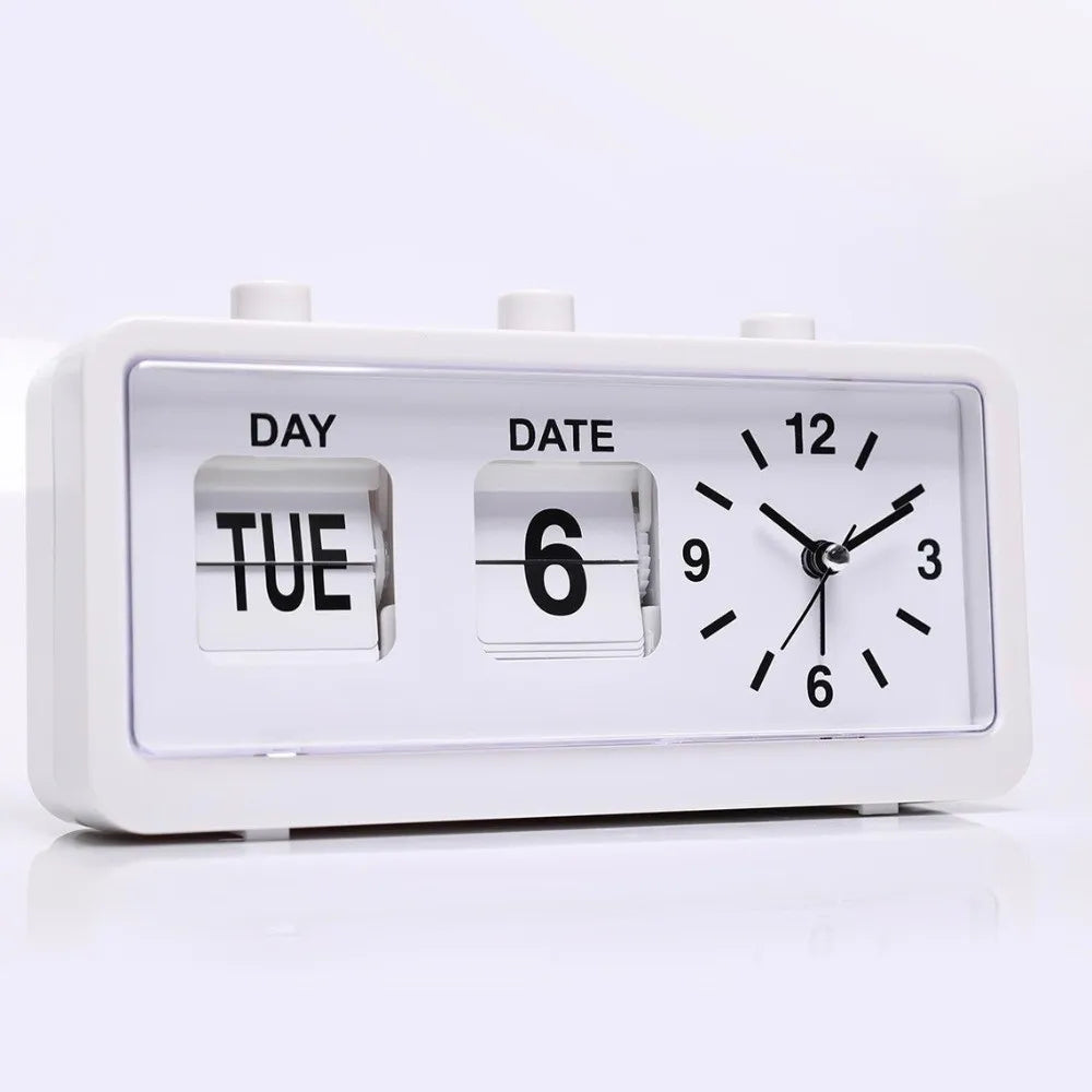Réveil Horloge Calendrier Vintage à Bascule Bureau