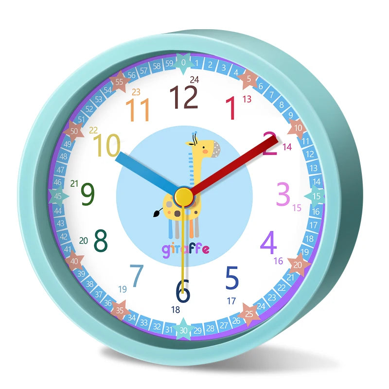 Réveil Enfant Animaux Mignons Chiffres Colorés Rond