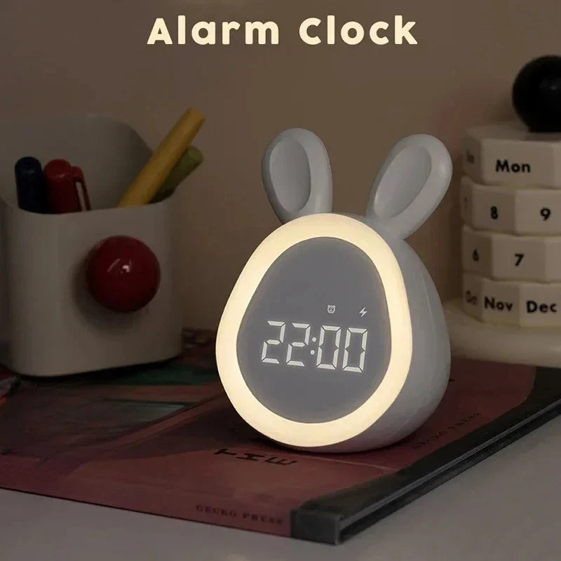 Réveil Lapin Cartoon LED Numérique Veilleuse USB Enfant