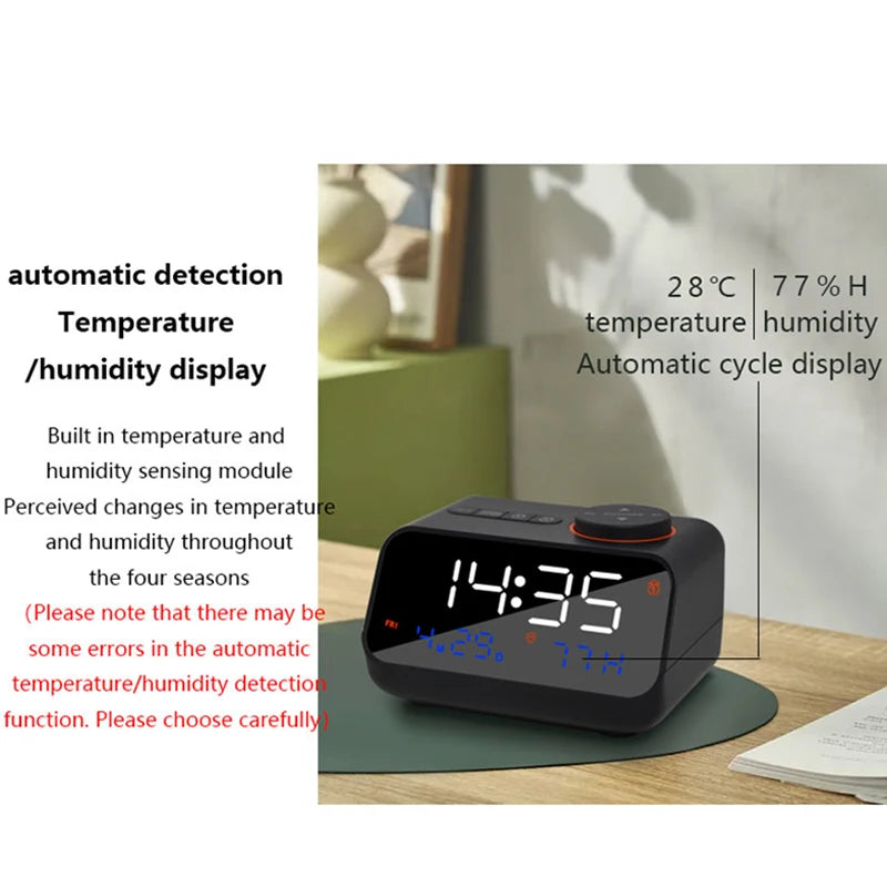 Réveil LED Radio FM Commande Vocale Température Humidité
