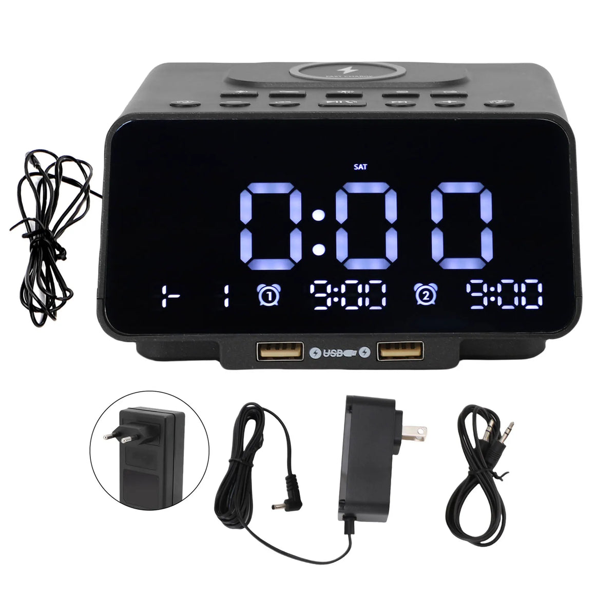 Réveil Bluetooth Enceinte Radio Chargeur Sans Fil USB