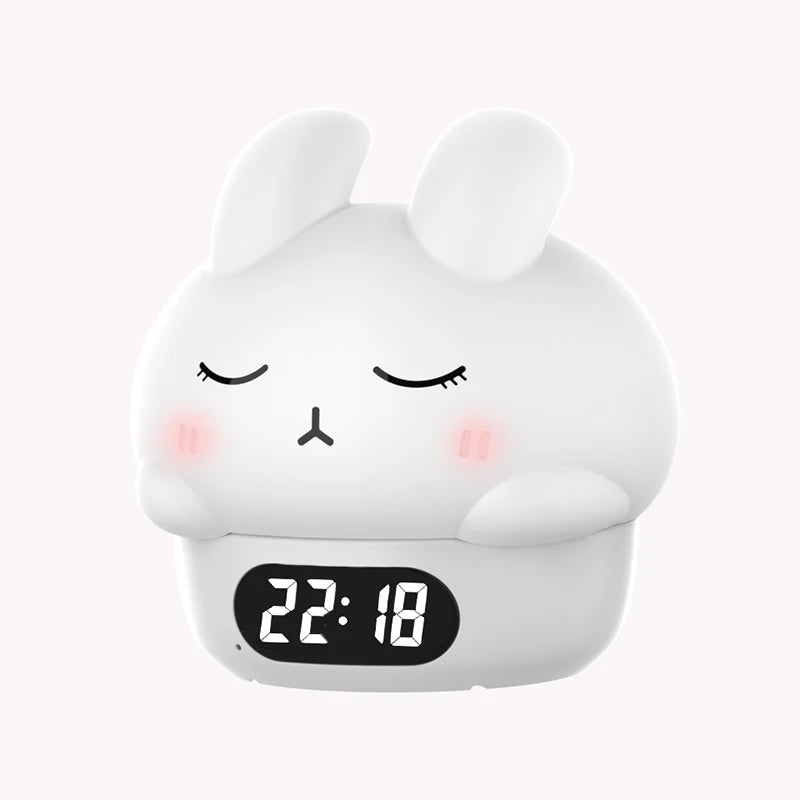 Réveil Lapin Veilleuse Enfants LED Température Rechargeable