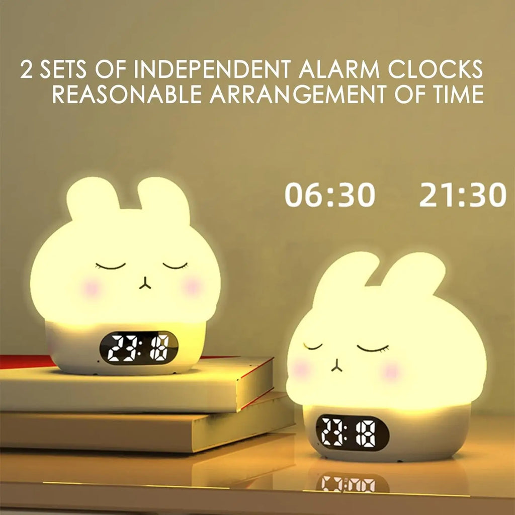 Réveil Lapin Veilleuse Silicone LED Rechargeable Couleurs