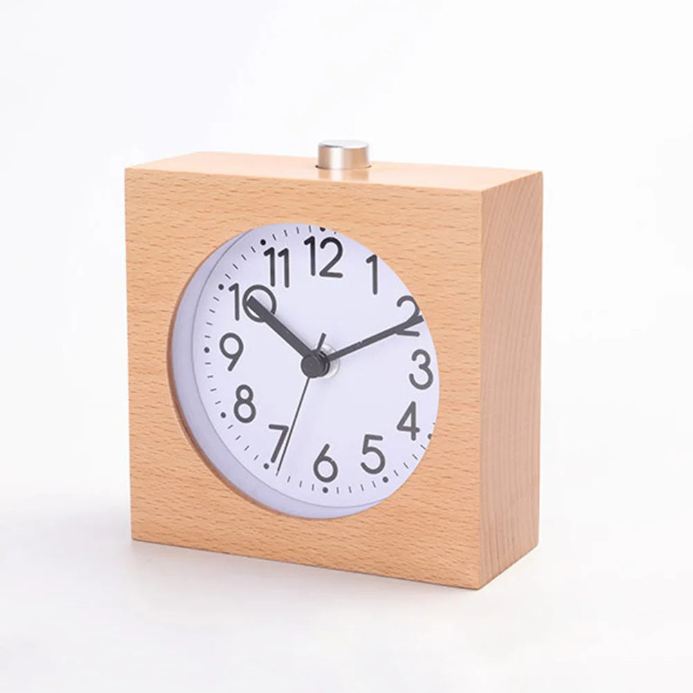 Réveil en bois carré silencieux veilleuse grands chiffres.