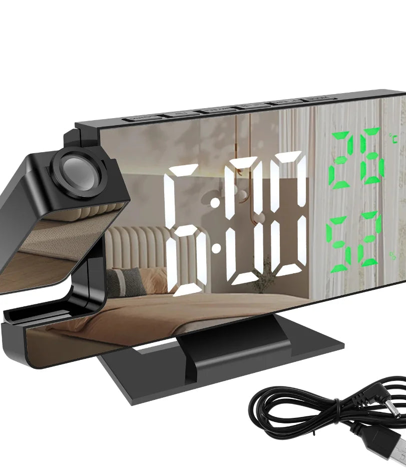 Réveil Projection LED Miroir Numérique 180° USB