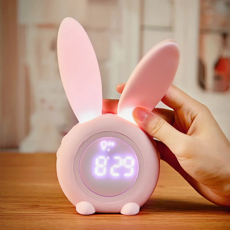 Réveil Lapin LED Veilleuse Minuteur USB Enfant