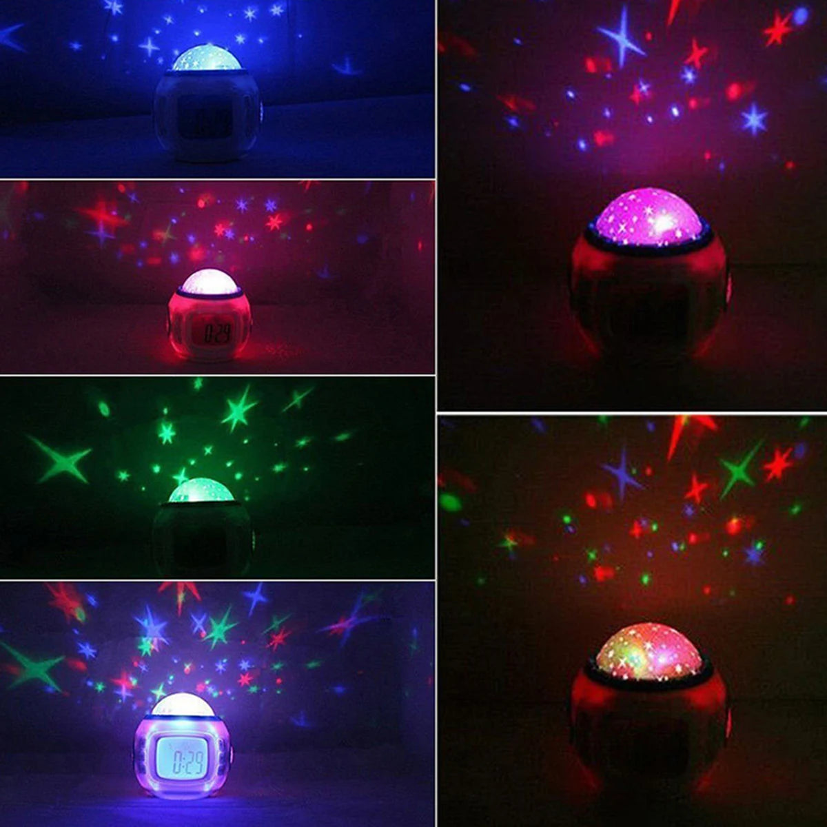Réveil Projecteur Étoiles LED Musical Enfant Veilleuse