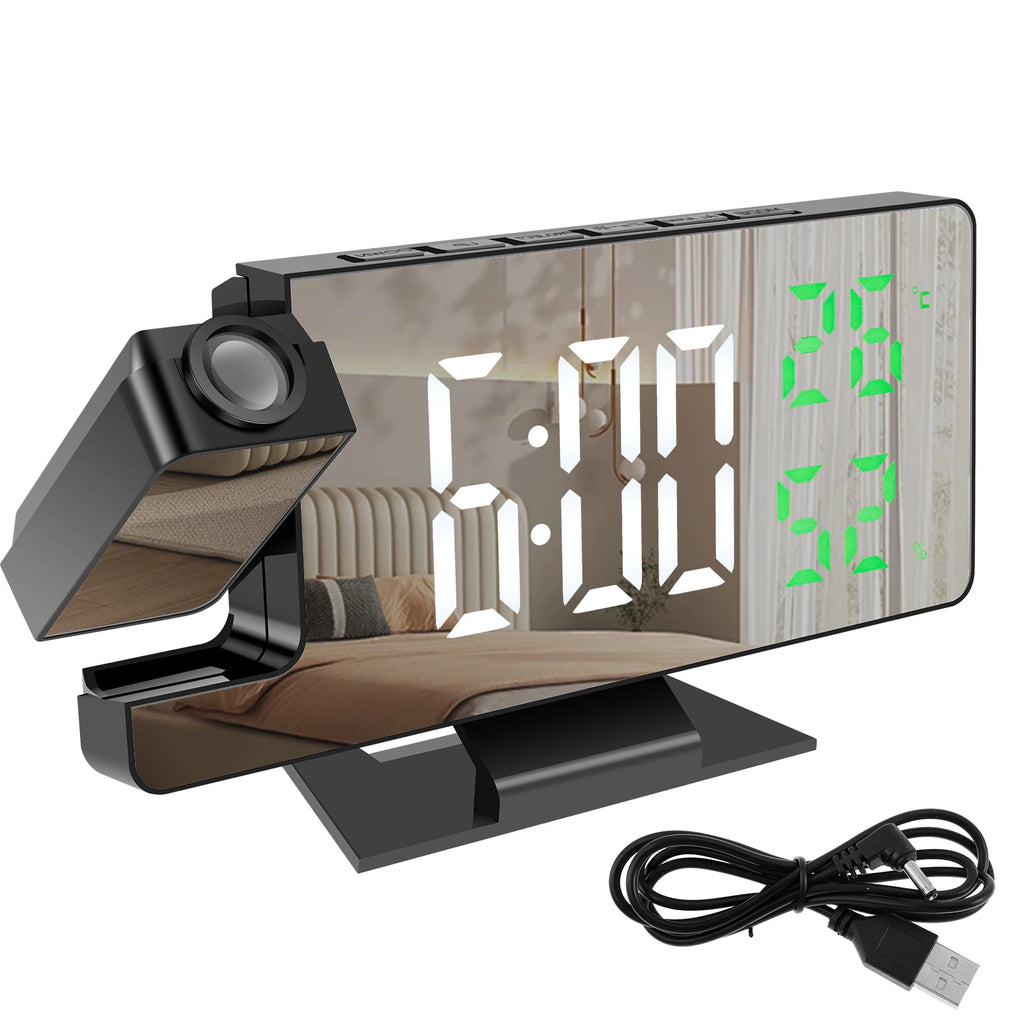 Réveil Projection LED Miroir Numérique 180° USB