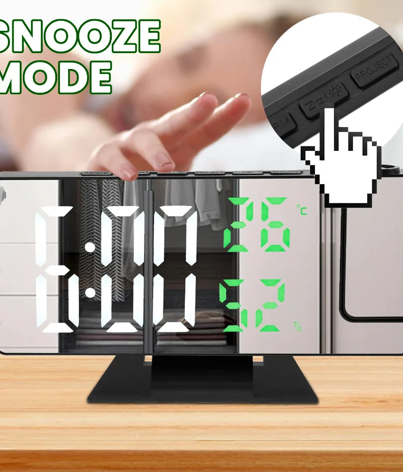 Réveil Projection LED Miroir Numérique 180° USB