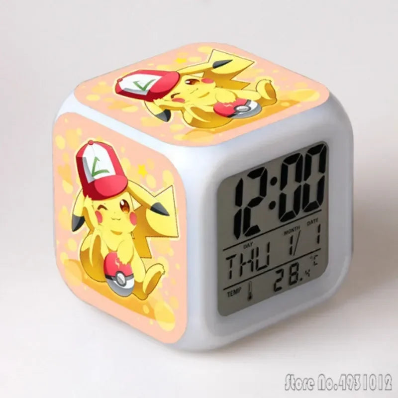 Réveil Pokémon Pikachu Cube LED Lumières Changeantes