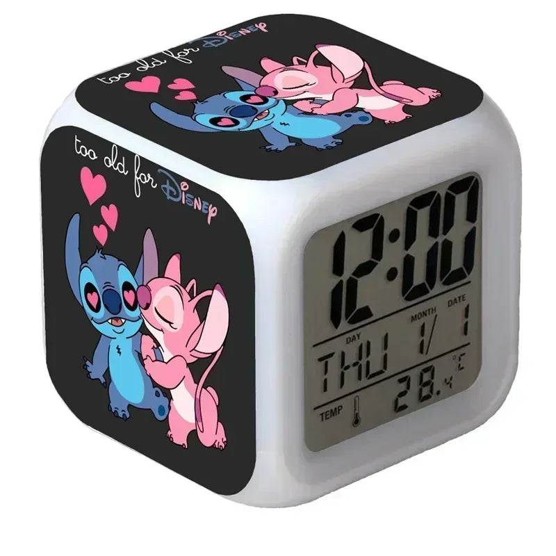 Réveil Stitch Disney 7 Couleurs LED Cadeau Enfant.