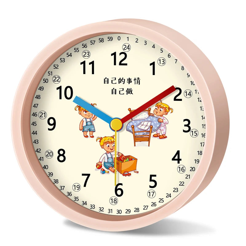 Réveil enfant animaux mignons rond quartz coloré.