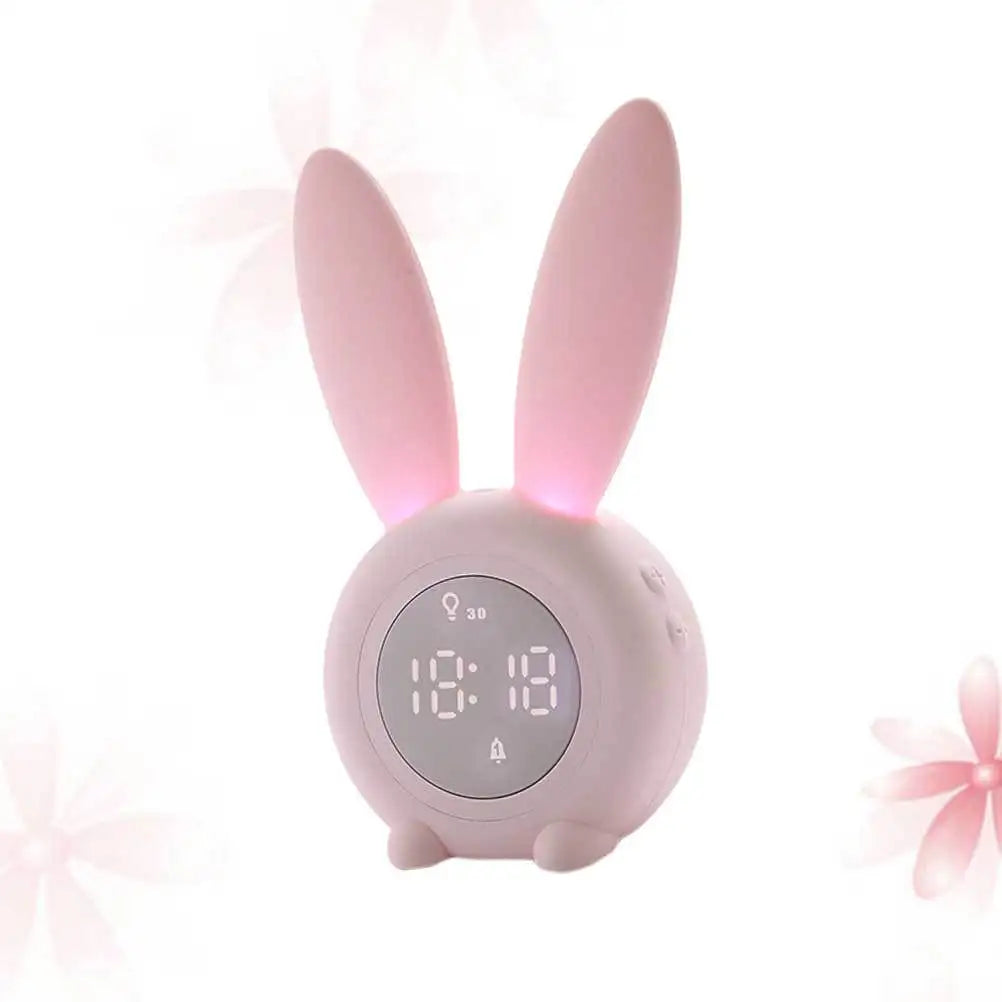 Réveil Lapin Rose Veilleuse Lumineuse Enfant Silencieux