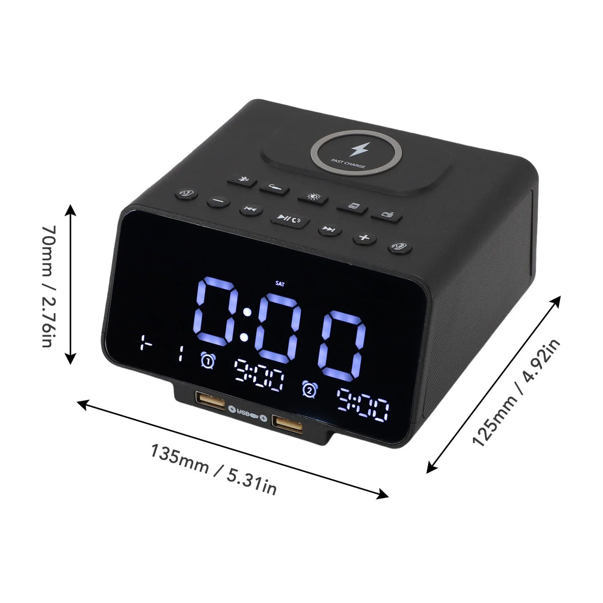 Réveil Bluetooth Enceinte Radio Chargeur Sans Fil USB