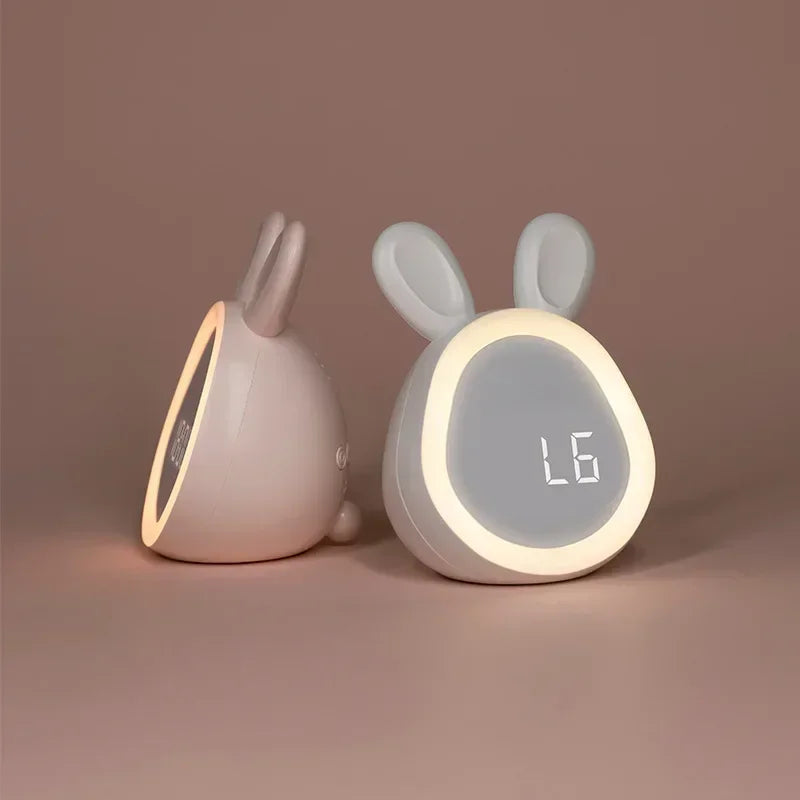 Réveil Lapin LED Veilleuse Enfants Rechargeable Vocale