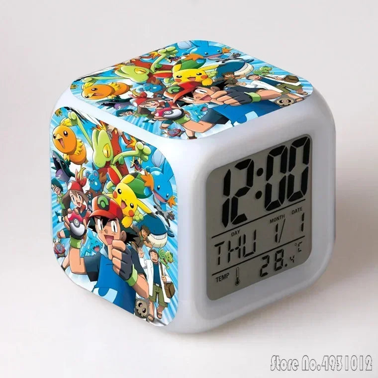 Réveil Pokémon Cube LED Veilleuse Multicolore Enfants Étudiants