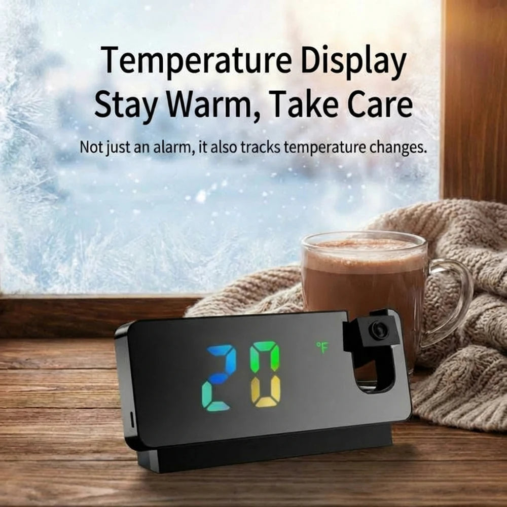 Réveil Projection Murale/Plafond Numérique Température LED