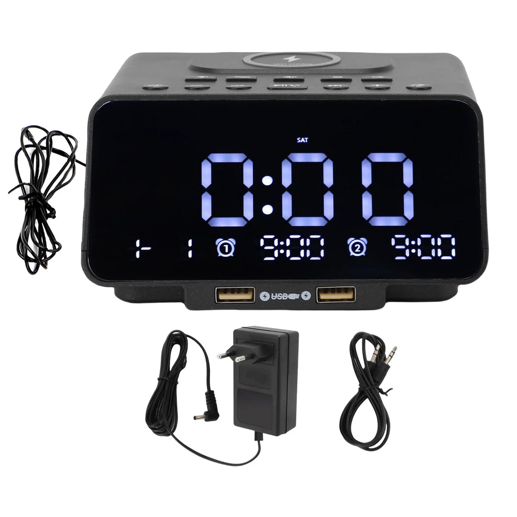 Réveil Bluetooth Enceinte Radio Chargeur Sans Fil USB