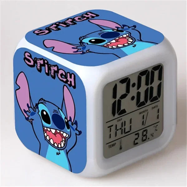Réveil Stitch Disney 7 Couleurs LED Cadeau Enfant.