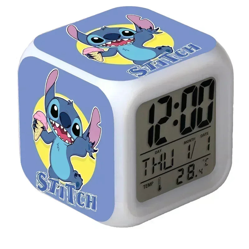 Réveil Stitch Disney 7 Couleurs LED Cadeau Enfant.