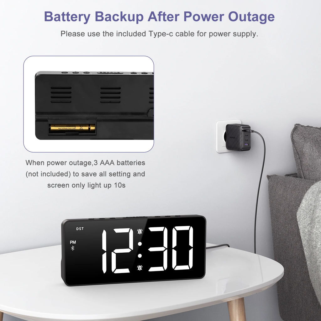 Réveil LED Bluetooth Intelligent Double Alarme USB