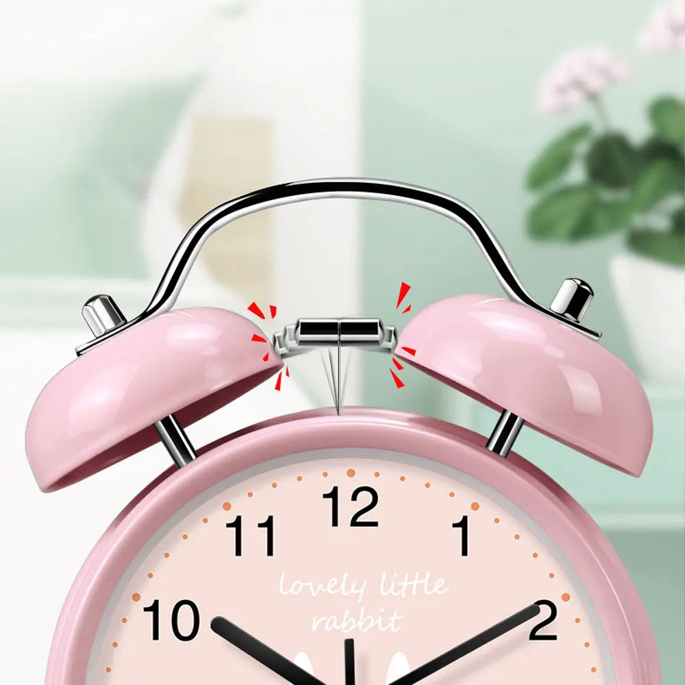 Réveil enfant animal double cloche métal veilleuse 4"