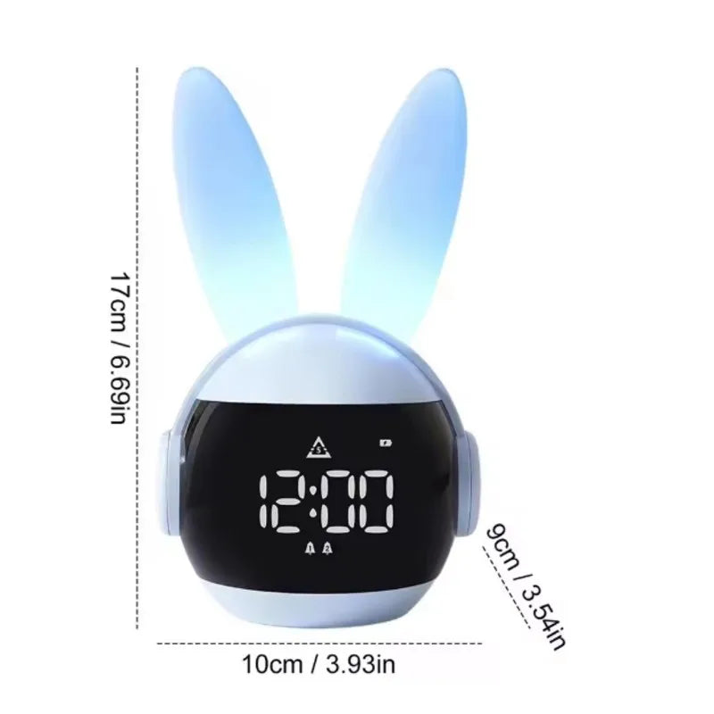 Réveil Lapin Veilleuse Enfant Lumière Arc-en-ciel Rechargeable