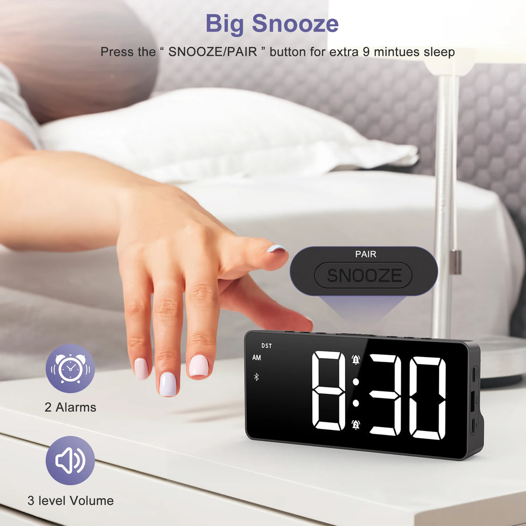Réveil LED Bluetooth Intelligent Double Alarme USB