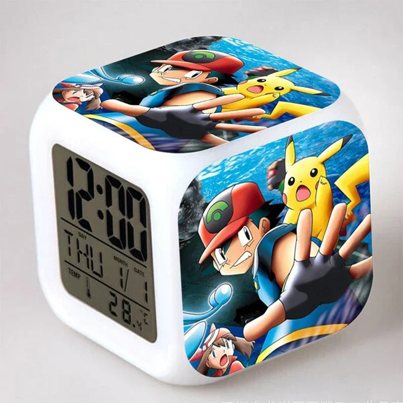 Réveil Pokémon Pikachu Numérique LED 7 Couleurs Veilleuse