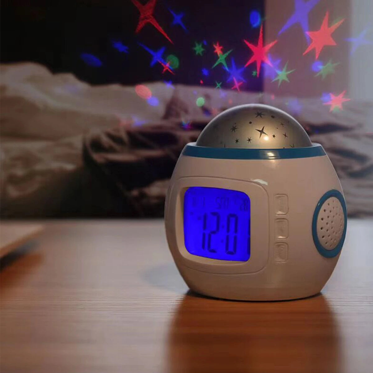 Réveil Projecteur Étoiles LED Musical Enfant Veilleuse