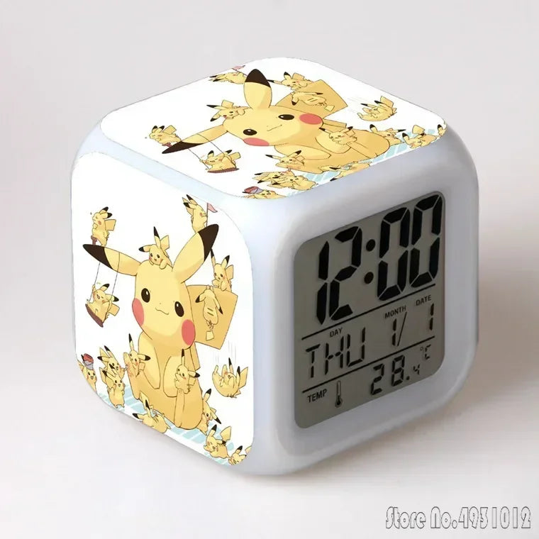 Réveil Pokémon Cube LED Veilleuse Multicolore Enfants Étudiants