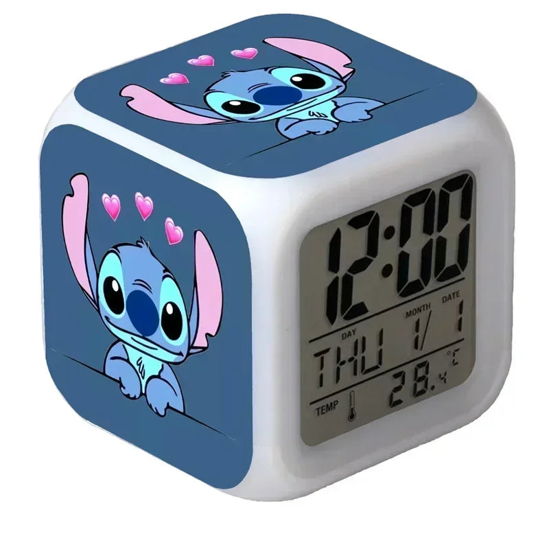 Réveil Stitch Disney 7 Couleurs LED Cadeau Enfant.