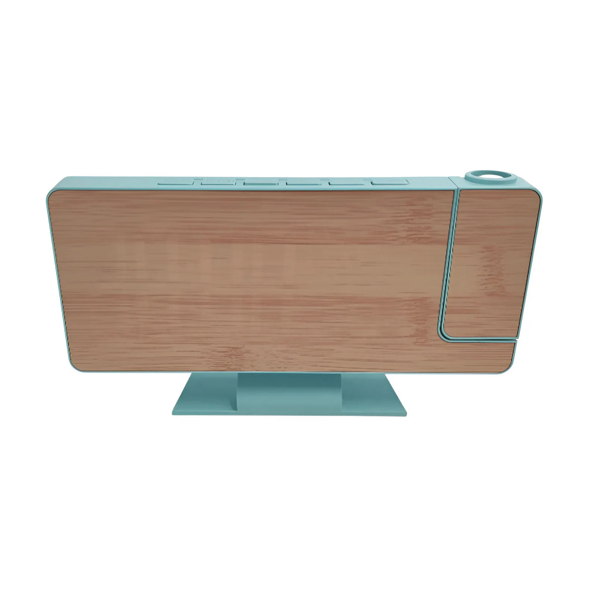 Réveil projecteur LED grand affichage design bois multifonction.