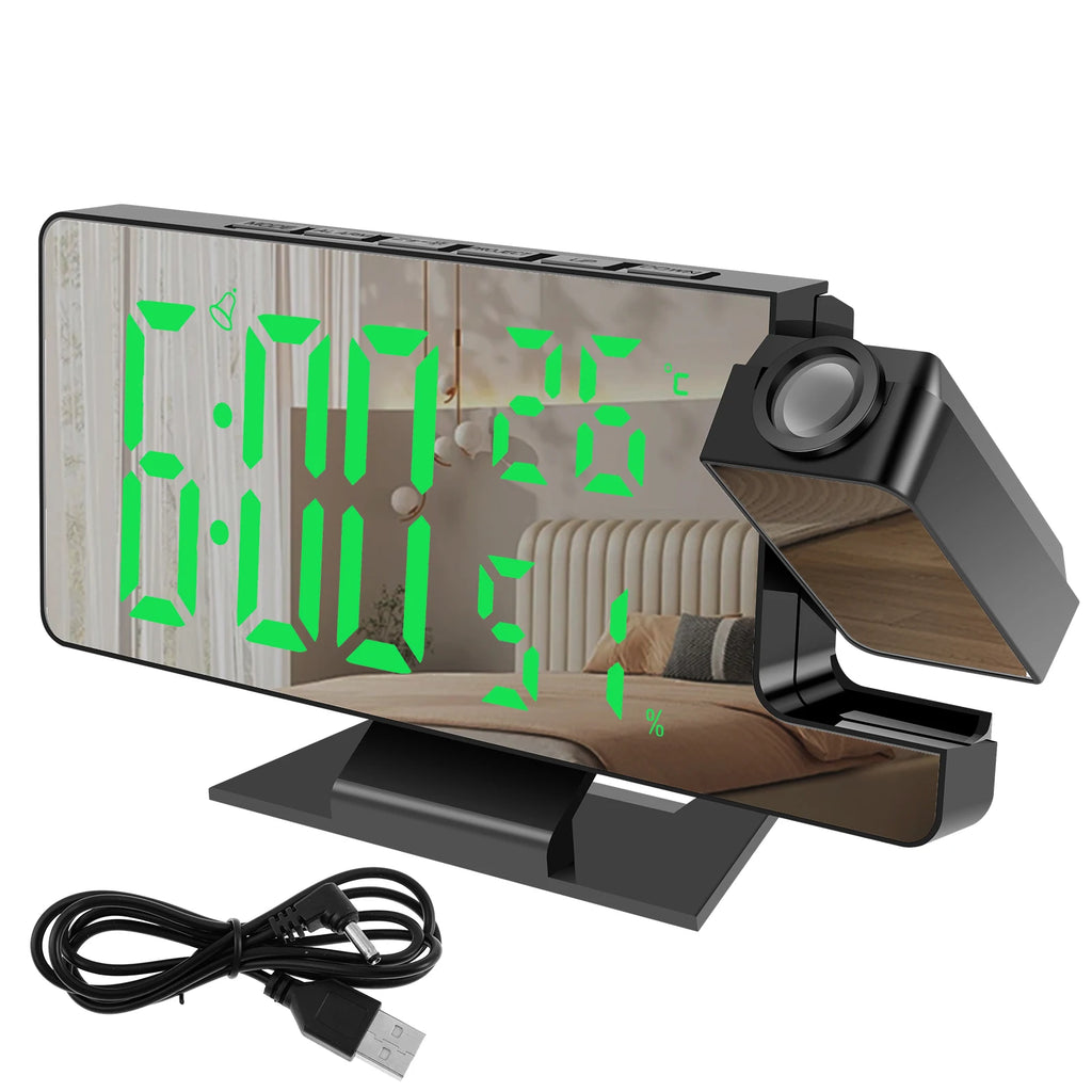 Réveil Projecteur Rotatif 180° LED Miroir Grand Écran