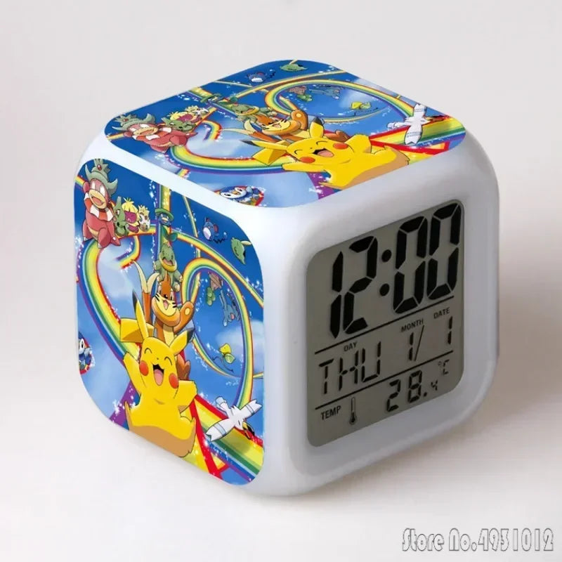 Réveil Pokémon Pikachu LED Cube Lumière Colorée