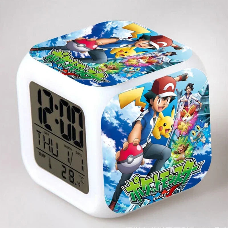 Réveil Pikachu Kawaii LED 7 Couleurs Lumineux