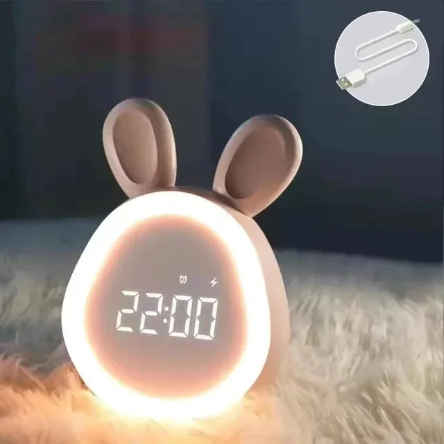 Réveil Lapin LED Veilleuse Commande Vocale USB
