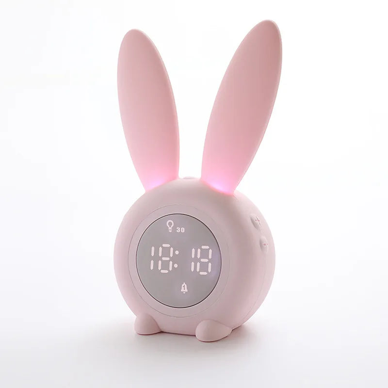 Réveil Lapin LED Minuteur Veilleuse Enfant Rechargeable USB