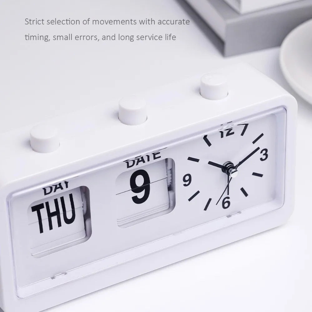 Réveil Horloge Calendrier Vintage à Bascule Bureau