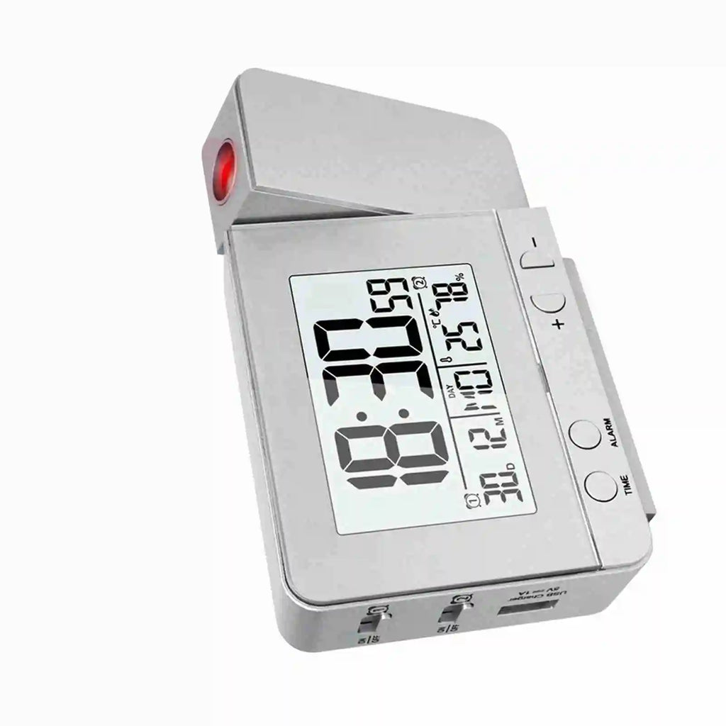 Réveil Projection Plafond Thermomètre Hygromètre USB Dimmable