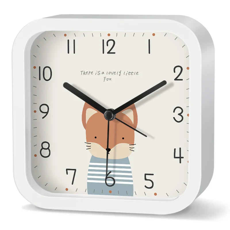 Réveil enfant animaux carré simple silencieux