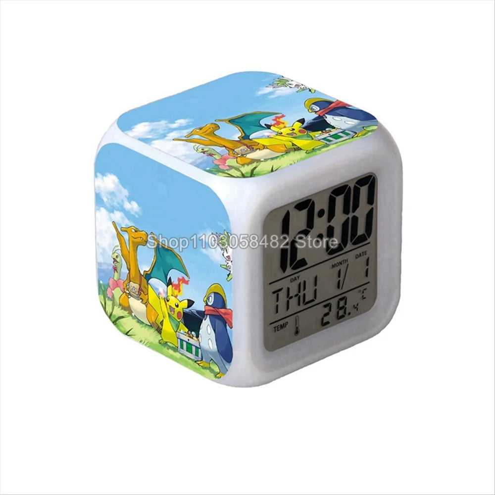 Réveil Pokémon Cartoon Numérique Veilleuse Multicolore