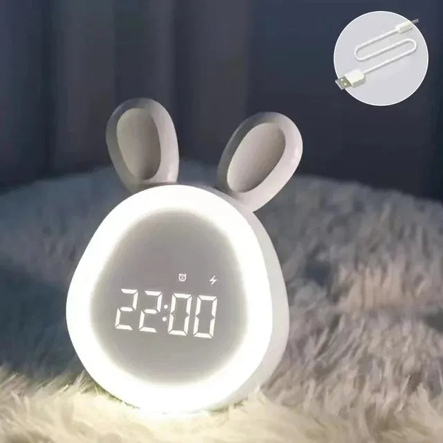 Réveil Lapin LED Veilleuse Commande Vocale USB