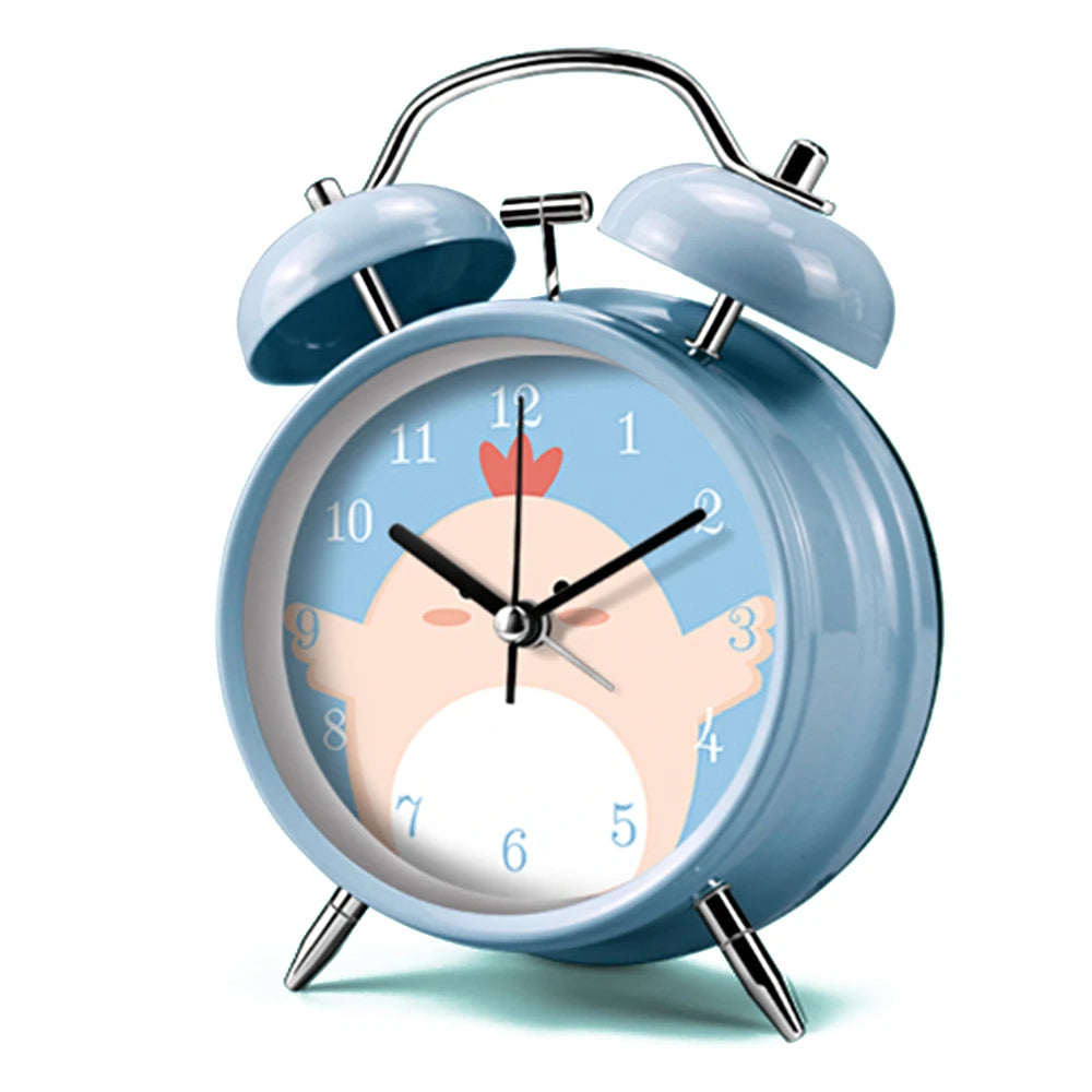 Réveil enfant animal double cloche métal veilleuse 4"