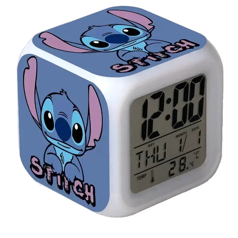 Réveil Stitch Disney 7 Couleurs LED Cadeau Enfant.