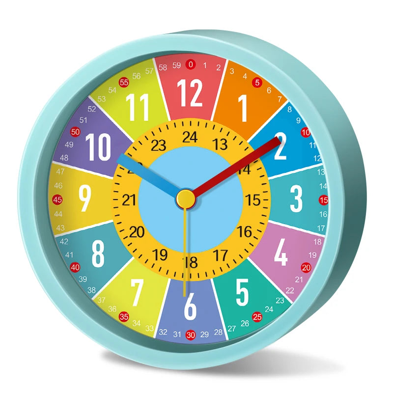 Réveil enfant silencieux analogique coloré bureau quartz.