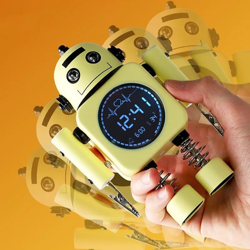 Réveil Robot LED Veilleuse Température Humidité Enfants.