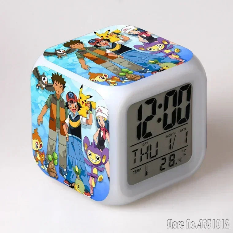 Réveil Pokémon Cube LED Veilleuse Multicolore Enfants Étudiants